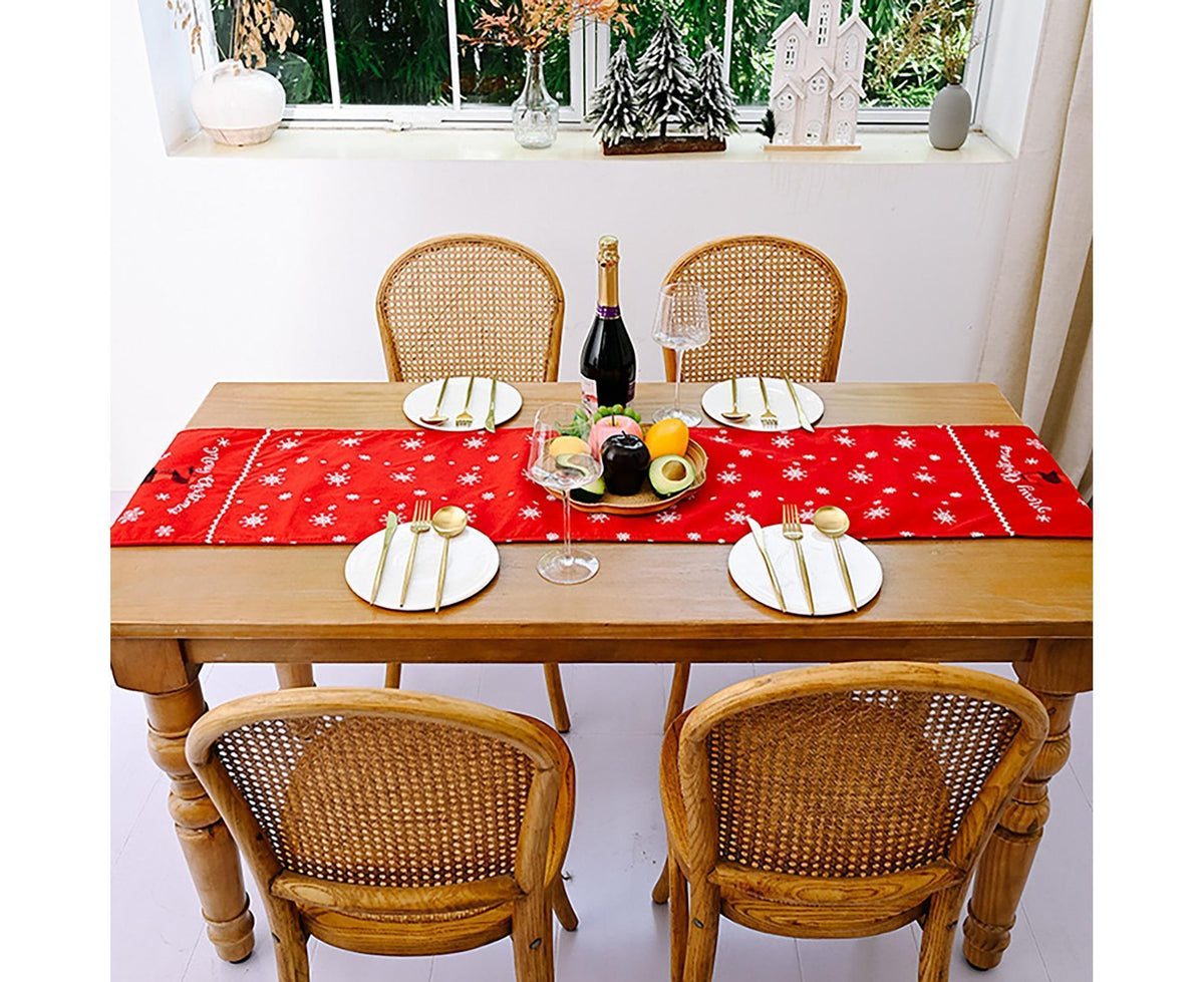 Xmas Table Runner Santa Pattern Cover-Red Santa