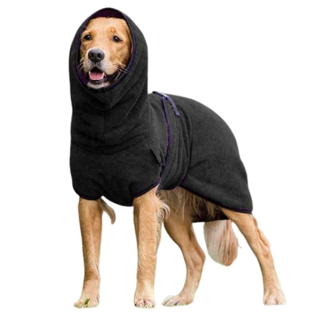 Dog Bathrobe Pet Drying Coat Towel Lightweight Soft Absorbent Dog Bath Robe Sleepwear -Black 5XL