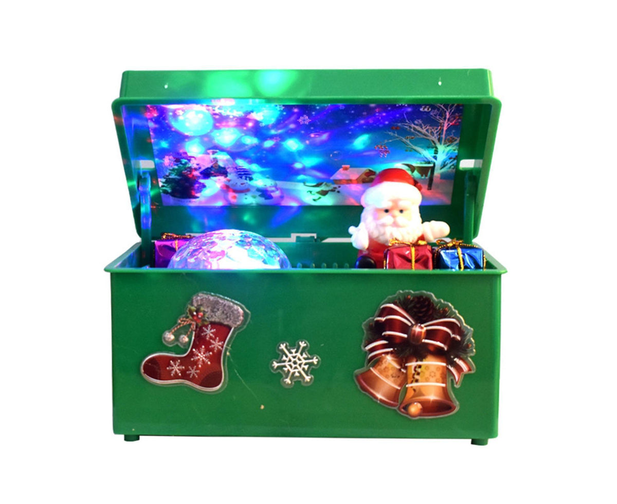 Christmas Style Music Box Beautiful Plastic Creative Santa Claus Decor LED Music Box for Party-Green
