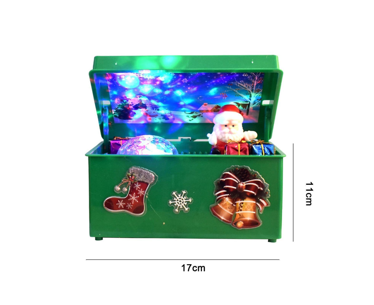 Christmas Style Music Box Beautiful Plastic Creative Santa Claus Decor LED Music Box for Party-Green