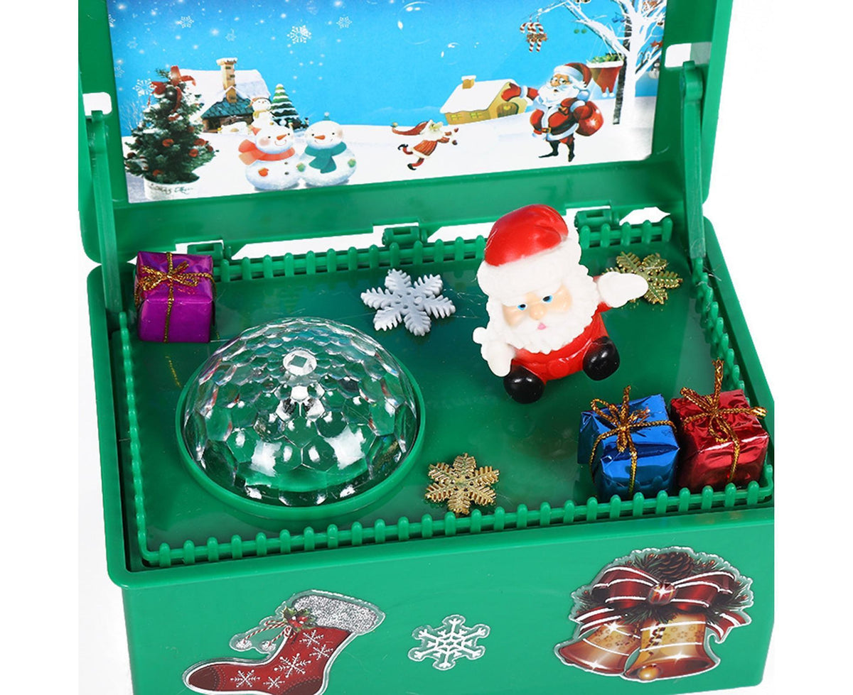 Christmas Style Music Box Beautiful Plastic Creative Santa Claus Decor LED Music Box for Party-Green