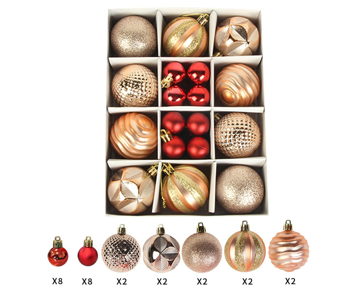 Xmas Tree Pendant Ball Gift Box-Antique Gold+Red