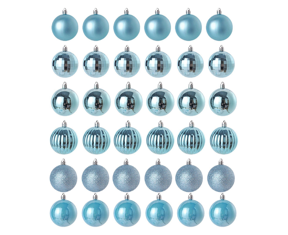 36Pcs Xmas Ball Electroplating Ornaments-Lake Blue