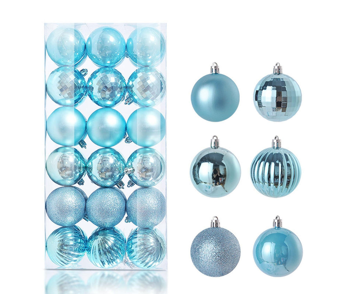 36Pcs Xmas Ball Electroplating Ornaments-Lake Blue