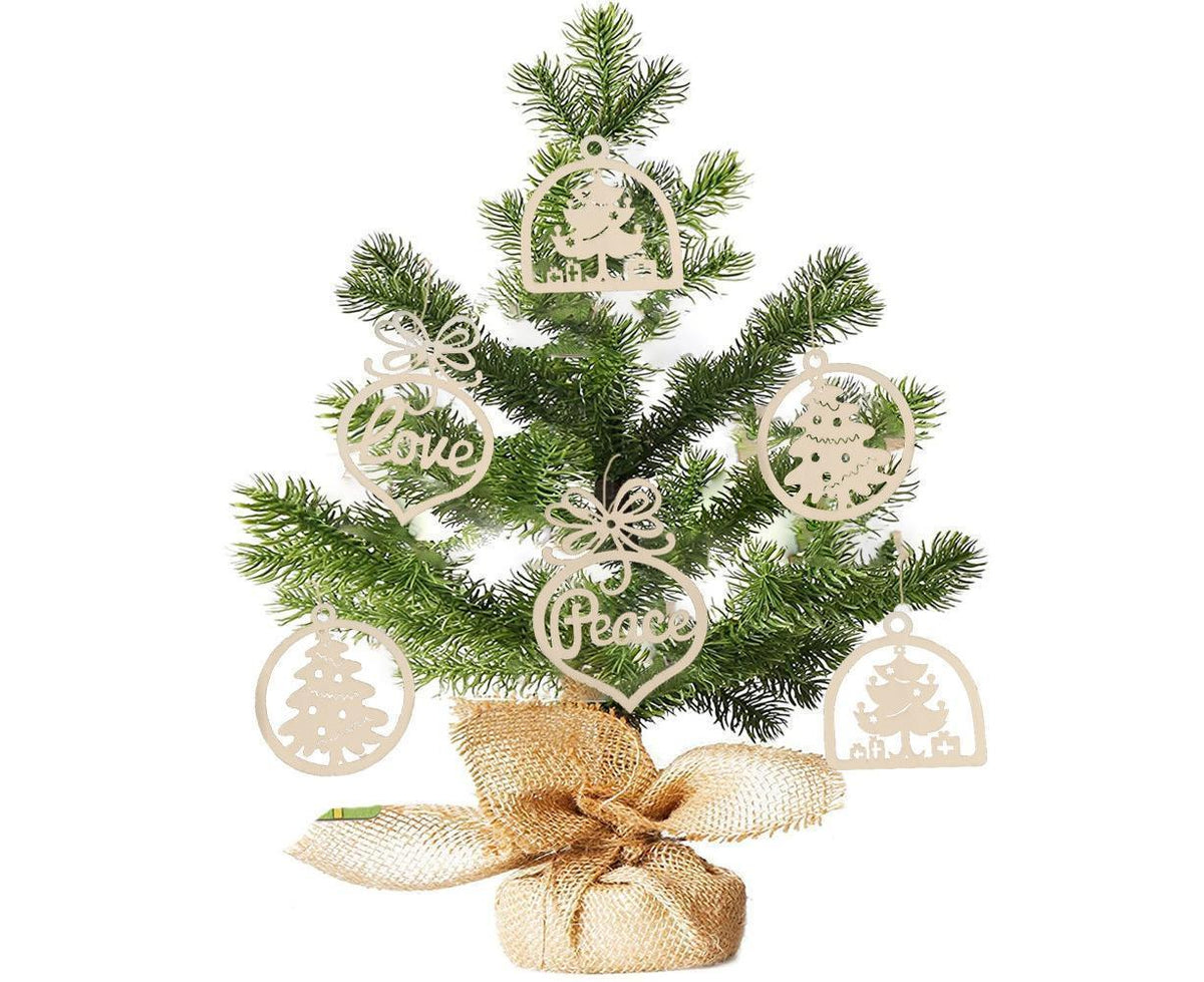 30Pcs Wood Christmas Tree Ornament Snowman Star Letter Hanging Pendant Decor-B