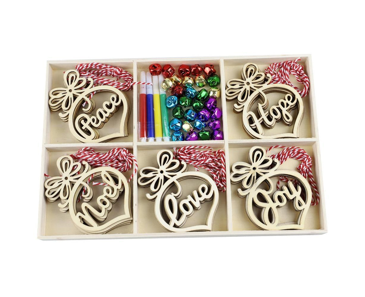 30Pcs Wood Christmas Tree Ornament Snowman Star Letter Hanging Pendant Decor-B