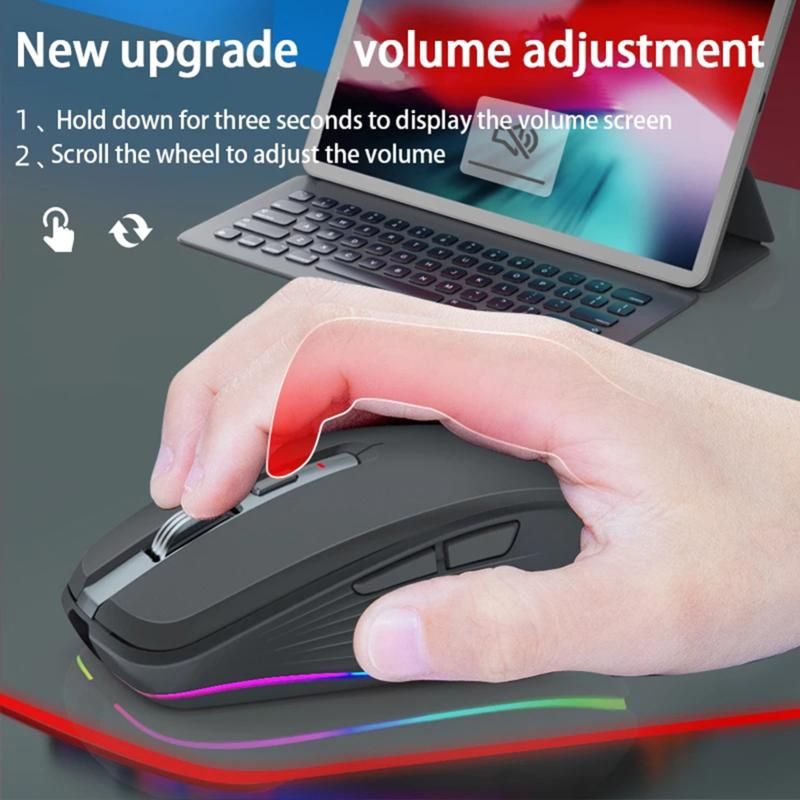 2.4G+BT5.1 Dual-mode Wireless Gaming M,Ergonomic Design 4-gear Adjustable DPI(Black)