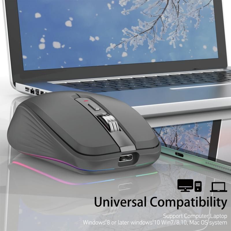 2.4G+BT5.1 Dual-mode Wireless Gaming M,Ergonomic Design 4-gear Adjustable DPI(Black)