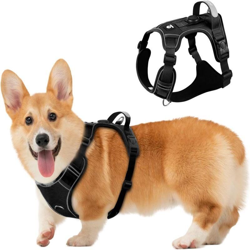 Dog Chest Harness, Adjustable Breathable Reflective Soft Vest Anti-Pull Night Strap - L