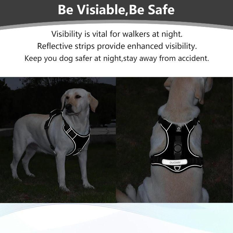 Dog Chest Harness, Adjustable Breathable Reflective Soft Vest Anti-Pull Night Strap - L