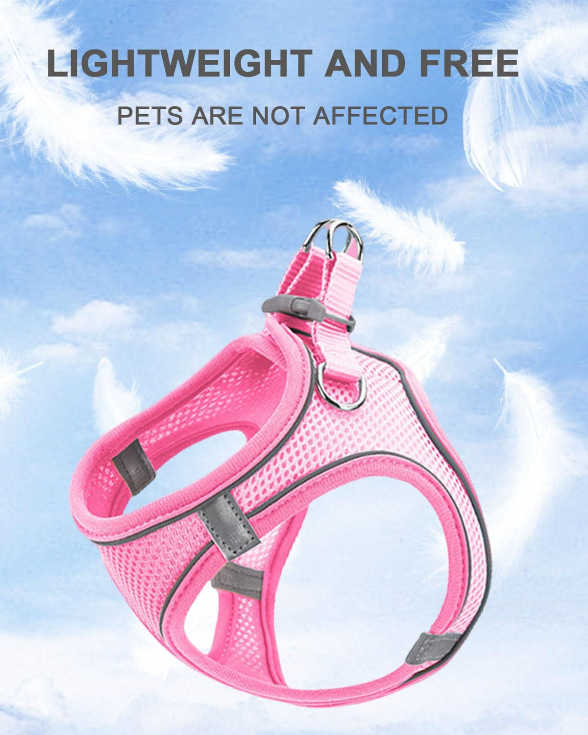 Dog Harness Leash Set Reflective Soft Mesh No Pull Pet Vest Black - 2XS