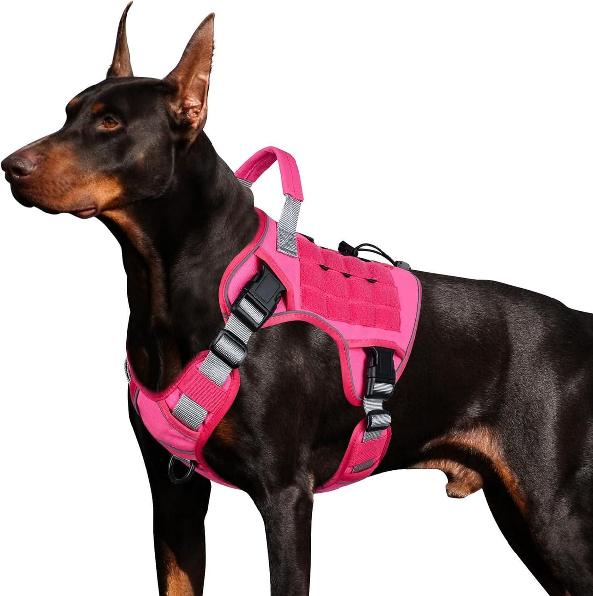 Dog Harness Large Dog No Pull Reflective Adjustable Pet Vest with Handle - Rose Red S