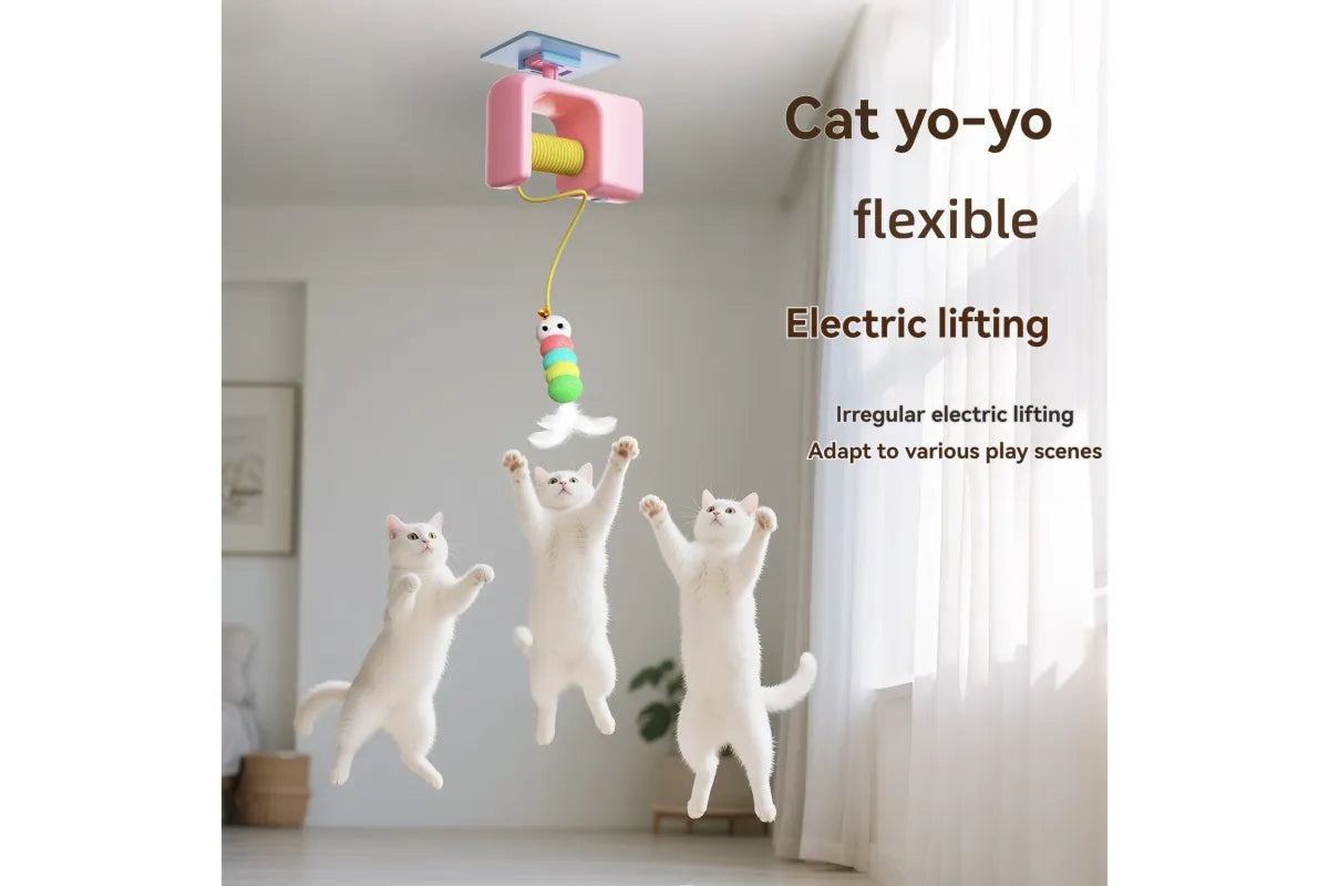 Electric Cat Yo-Yo Toy, Interactive Self Play Boredom Relief Automatic Pet Exercise Toy for Indoor Cats - Pink
