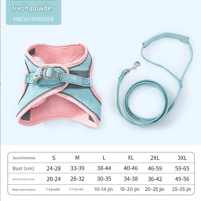Pet Harness and Leash Set with Reflective Strip for Cats Dogs - Orange L