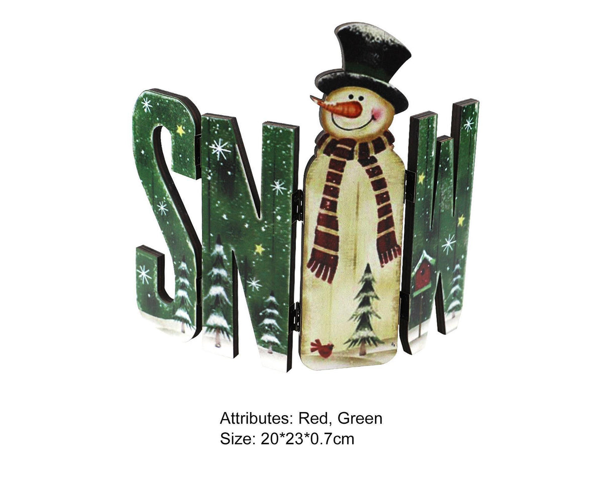 Foldable Eye-catching Christmas Ornament Wood Creative Cute Xmas Ornament for Decoration-Green