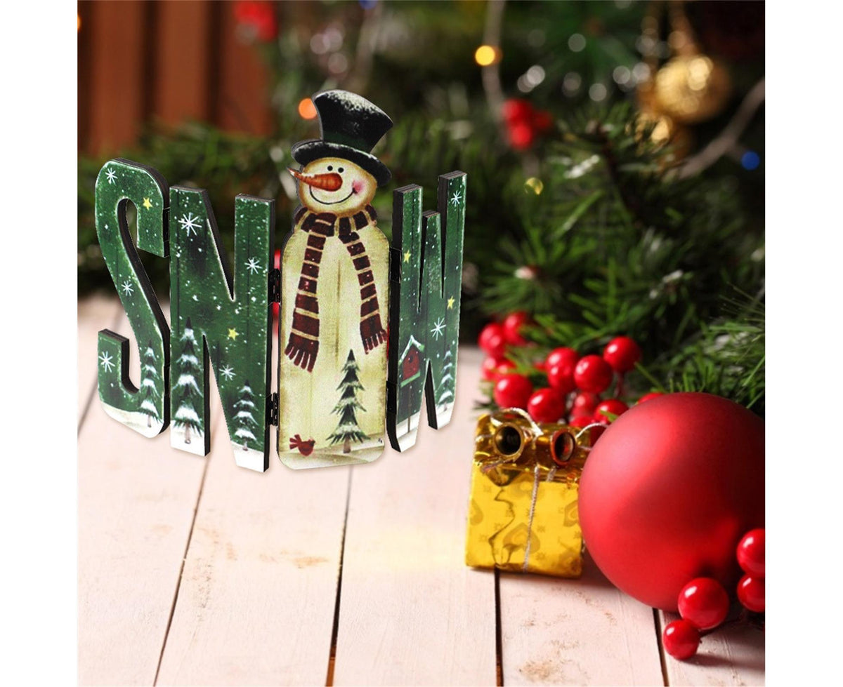 Foldable Eye-catching Christmas Ornament Wood Creative Cute Xmas Ornament for Decoration-Green