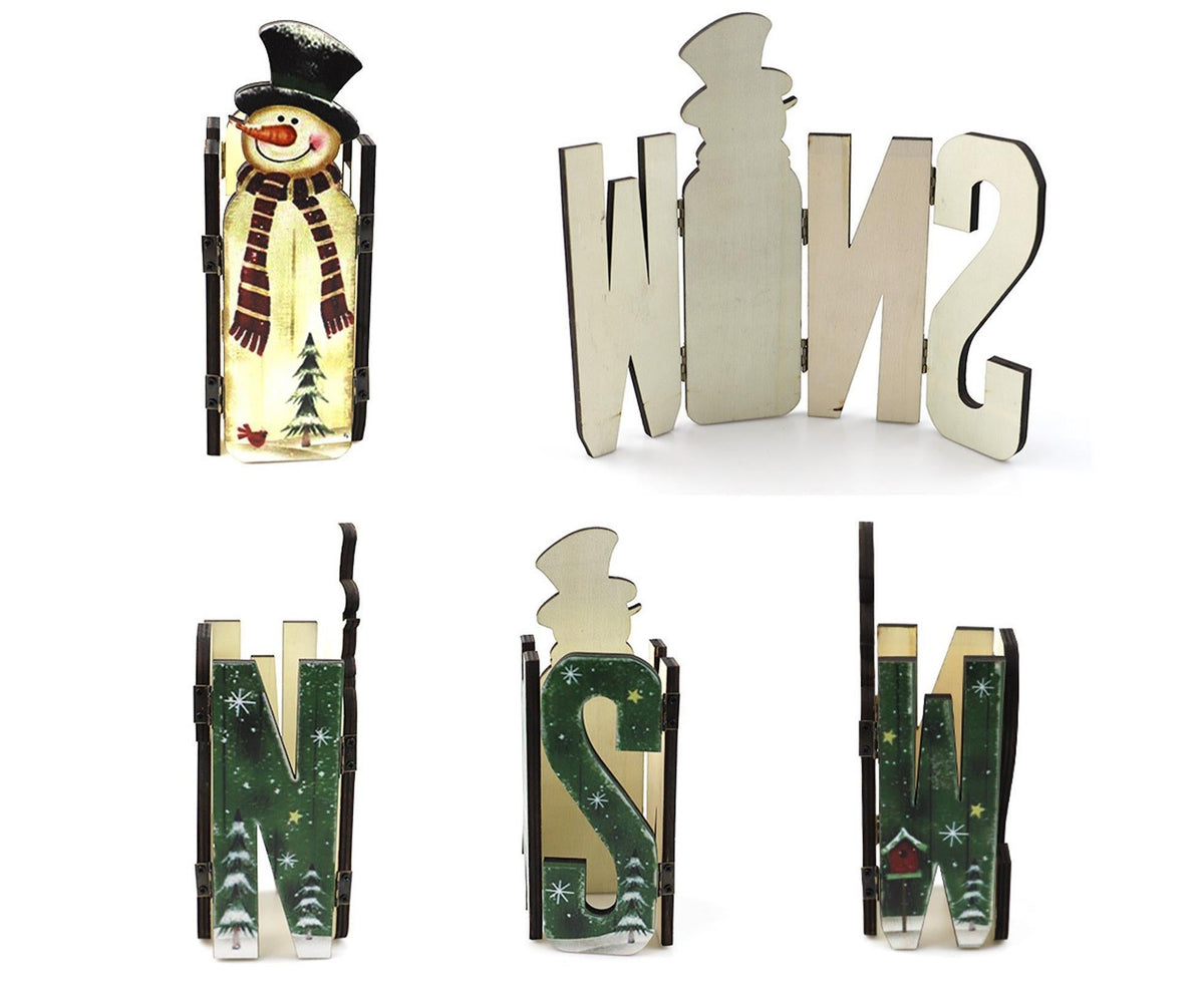 Foldable Eye-catching Christmas Ornament Wood Creative Cute Xmas Ornament for Decoration-Green