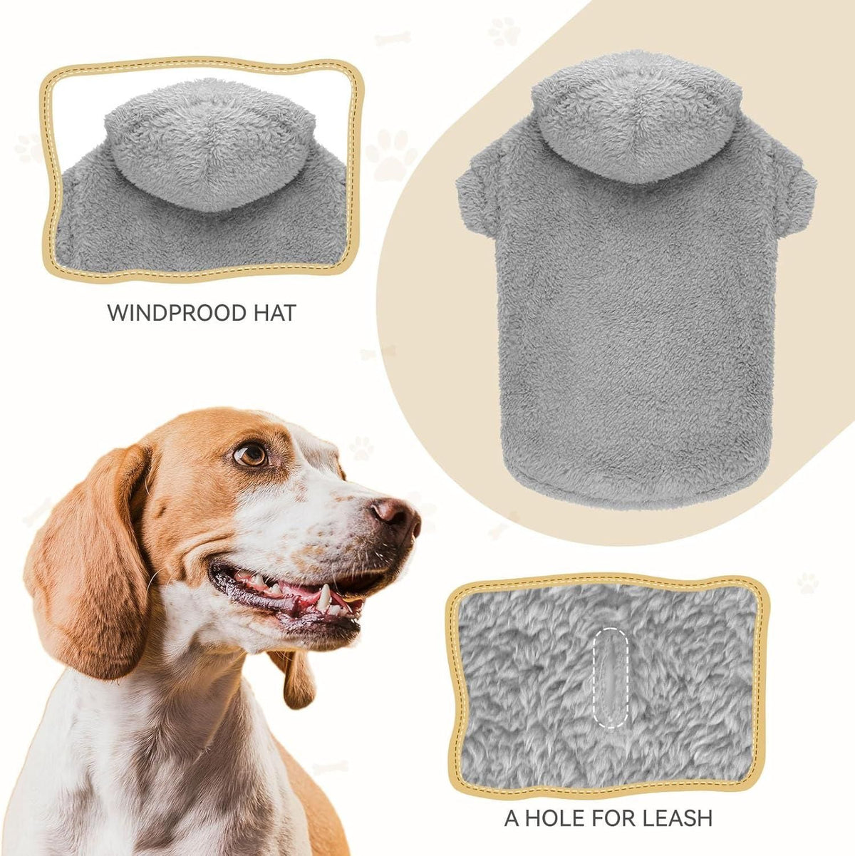 Dog Hoodie Double Sided Fleece Coat Gray Warm Jacket for Dogs - 2XL