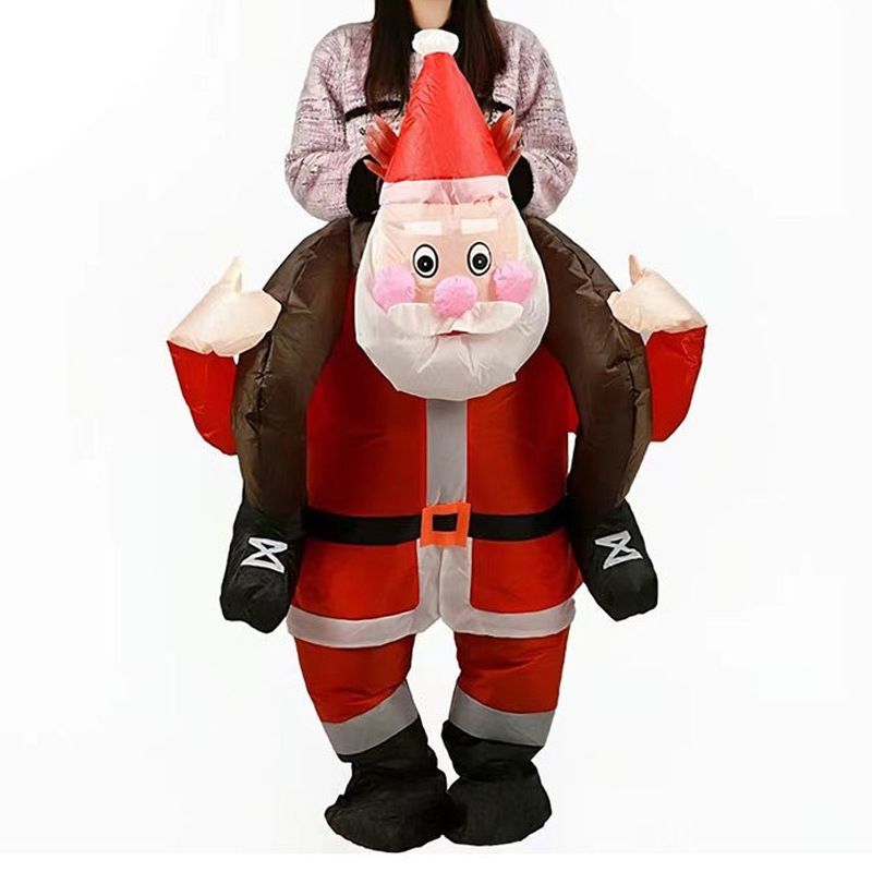 Ride On Santa Claus Cartoon Costumes Air Model Inflatable Costume Funny Dress Up Props Christmas Party Clothes Adult One Size