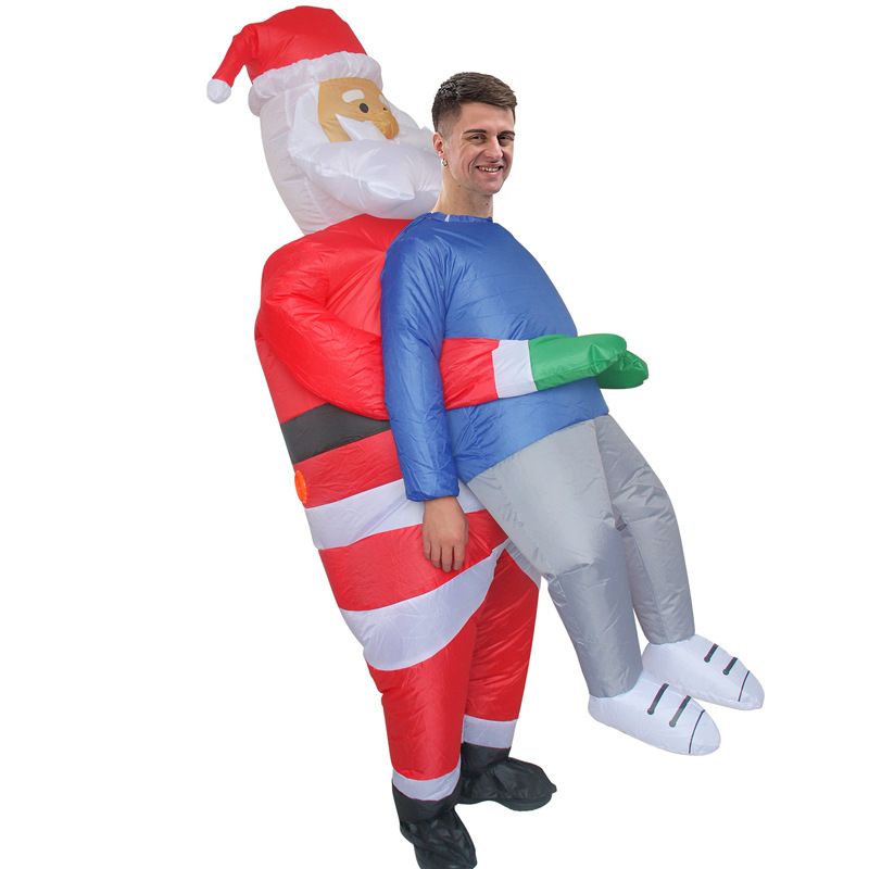 Santa Claus Carrying Person Cartoon Costumes Air Model Inflatable Costume Funny Dress Up Props Christmas Party Clothes Adult One Size