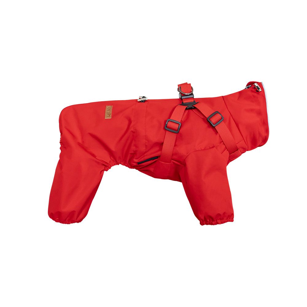 Dog Raincoat Waterproof Reflective Adjustable Harness Jacket - Red 4XL