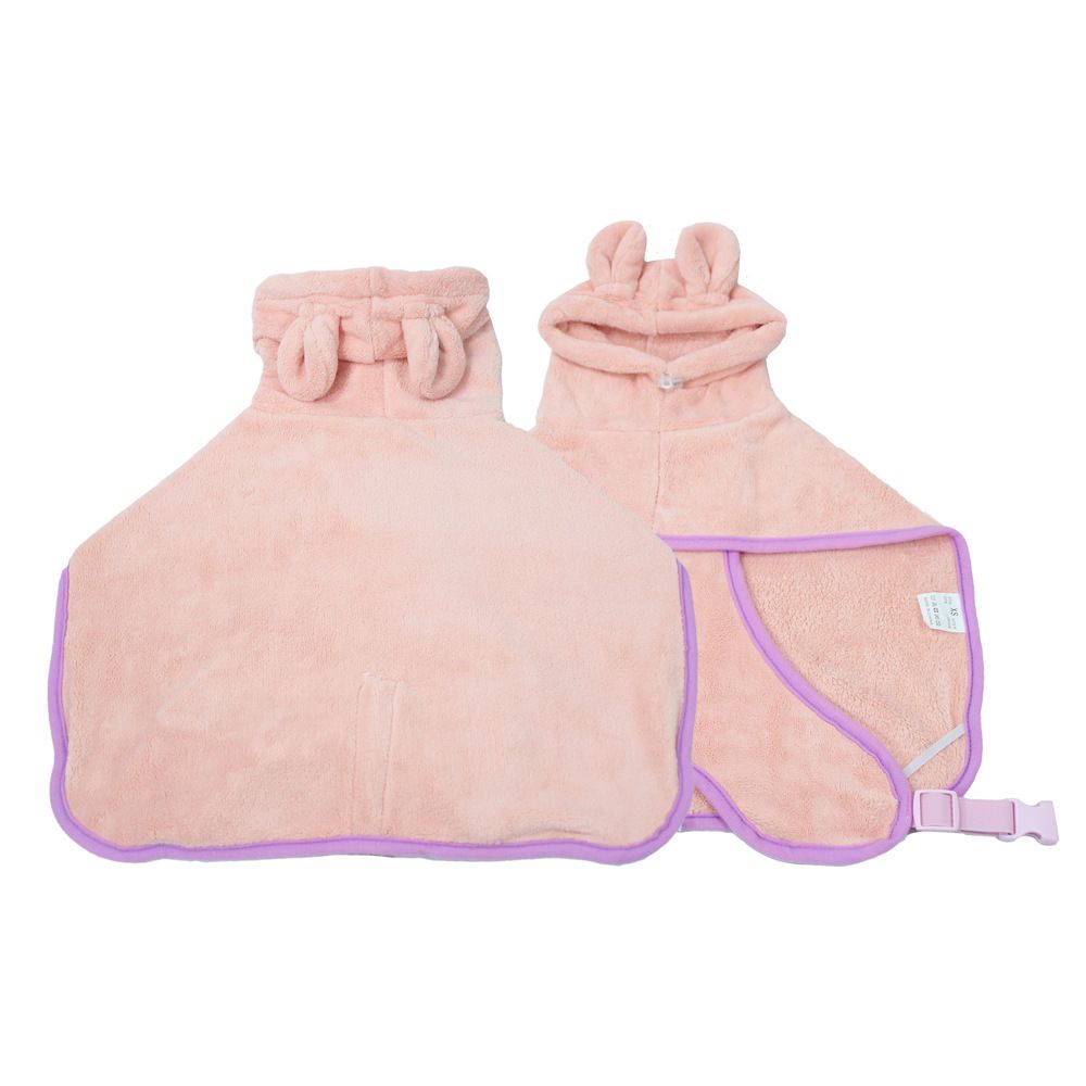 Pet Bathrobe Hooded Quick Dry Pink - L