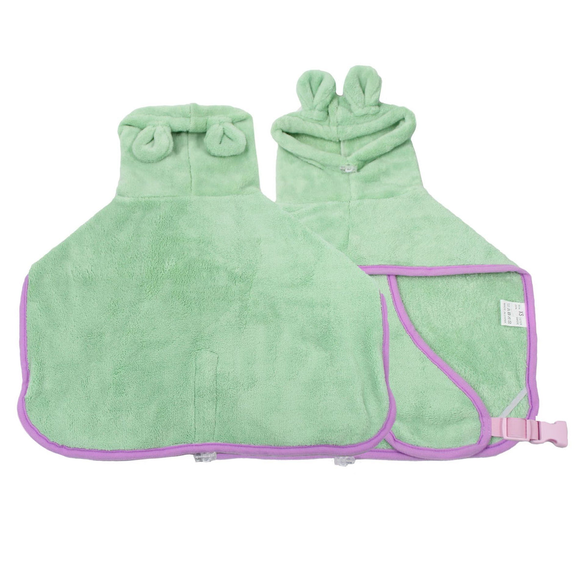 Pet Bathrobe Hooded Quick Dry Green - L