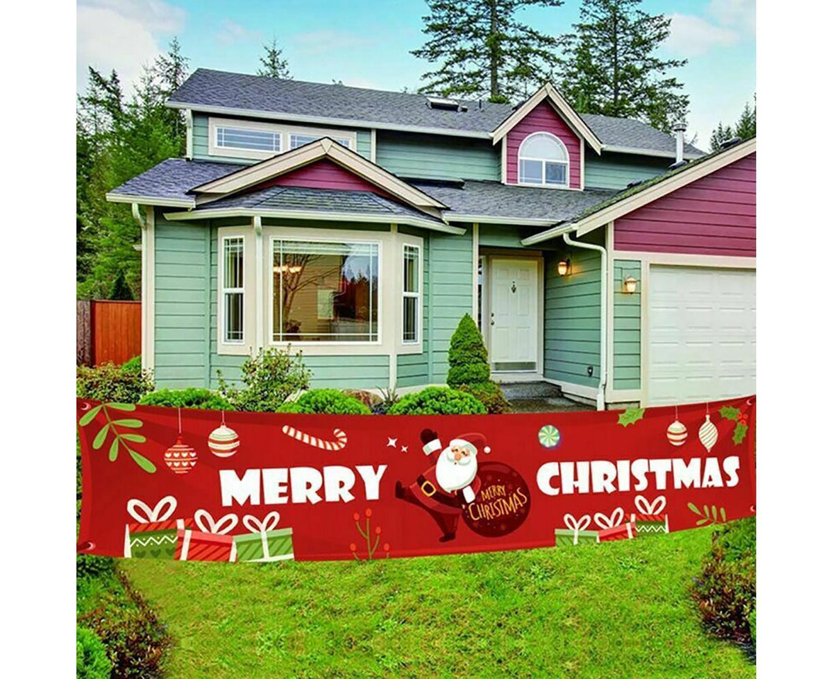 Christmas Santa Claus Letter Porch Door Background Hanging Banner Party Decor-A