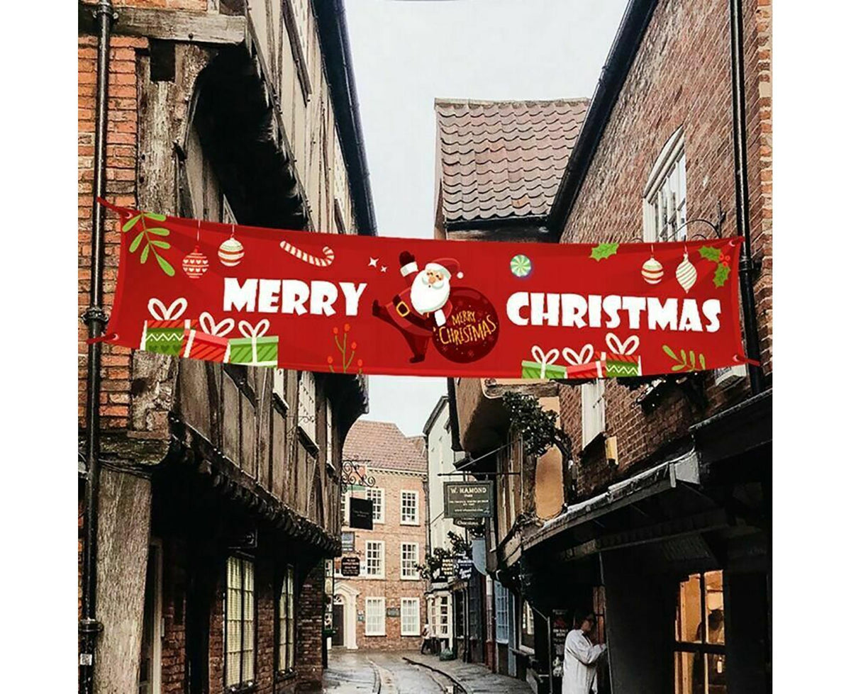 Christmas Santa Claus Letter Porch Door Background Hanging Banner Party Decor-A
