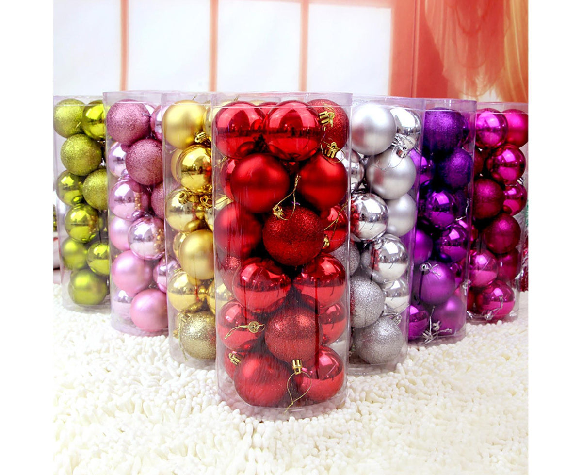 24Pcs Christmas Tree Balls Festival Home Party Mall Xmas Hanging Decor Ornament-Lake Blue 4cm