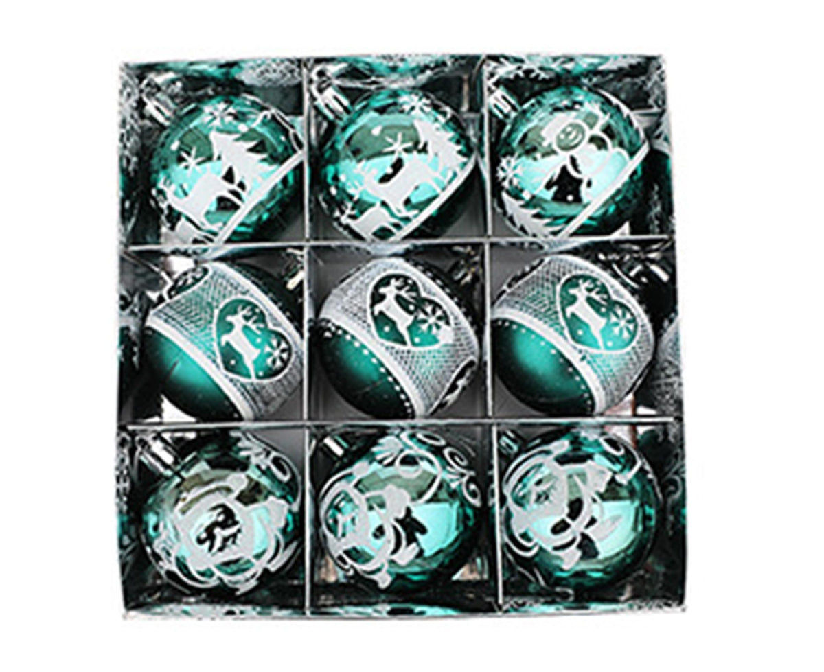 Xmas Ball Pendant Painted Balls-Green
