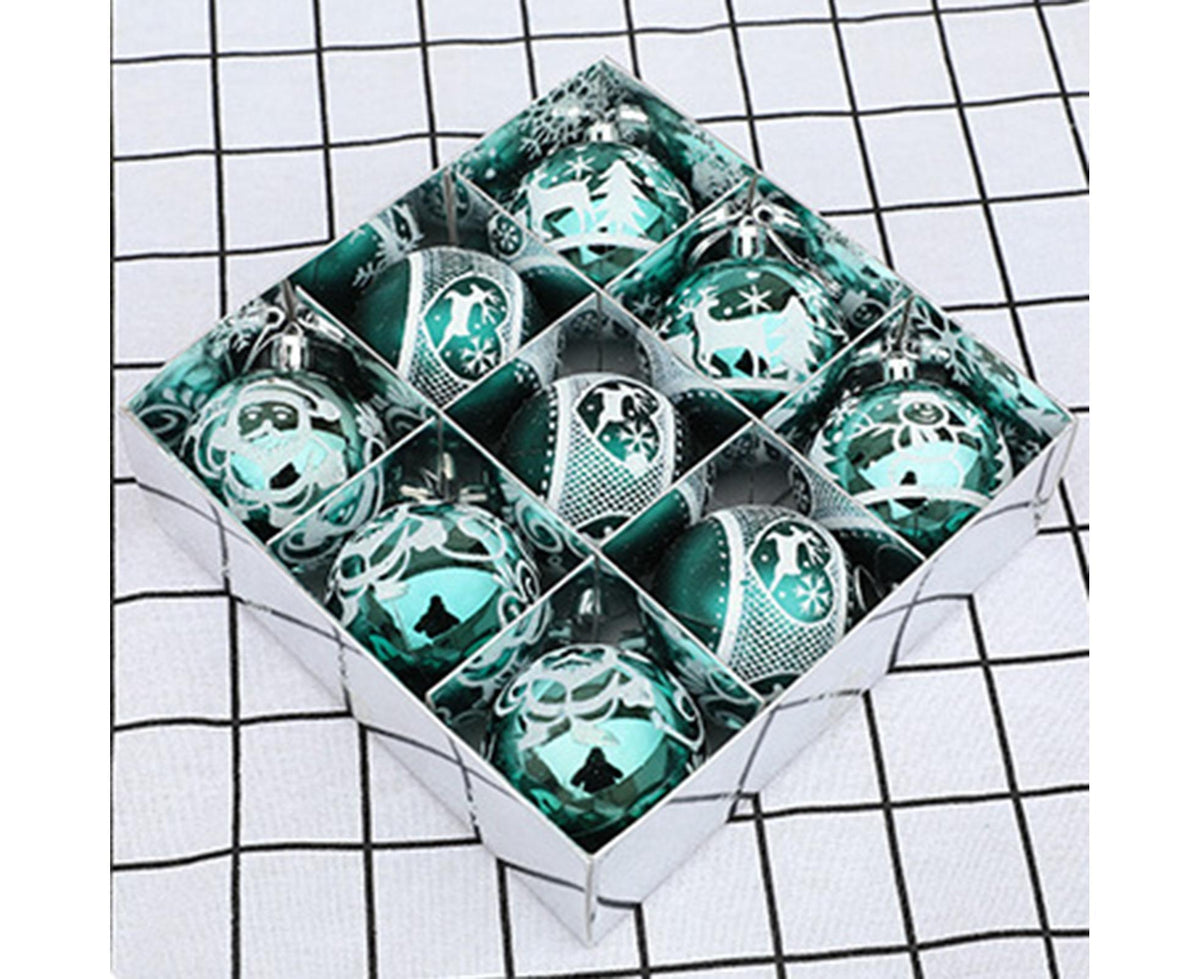 Xmas Ball Pendant Painted Balls-Green