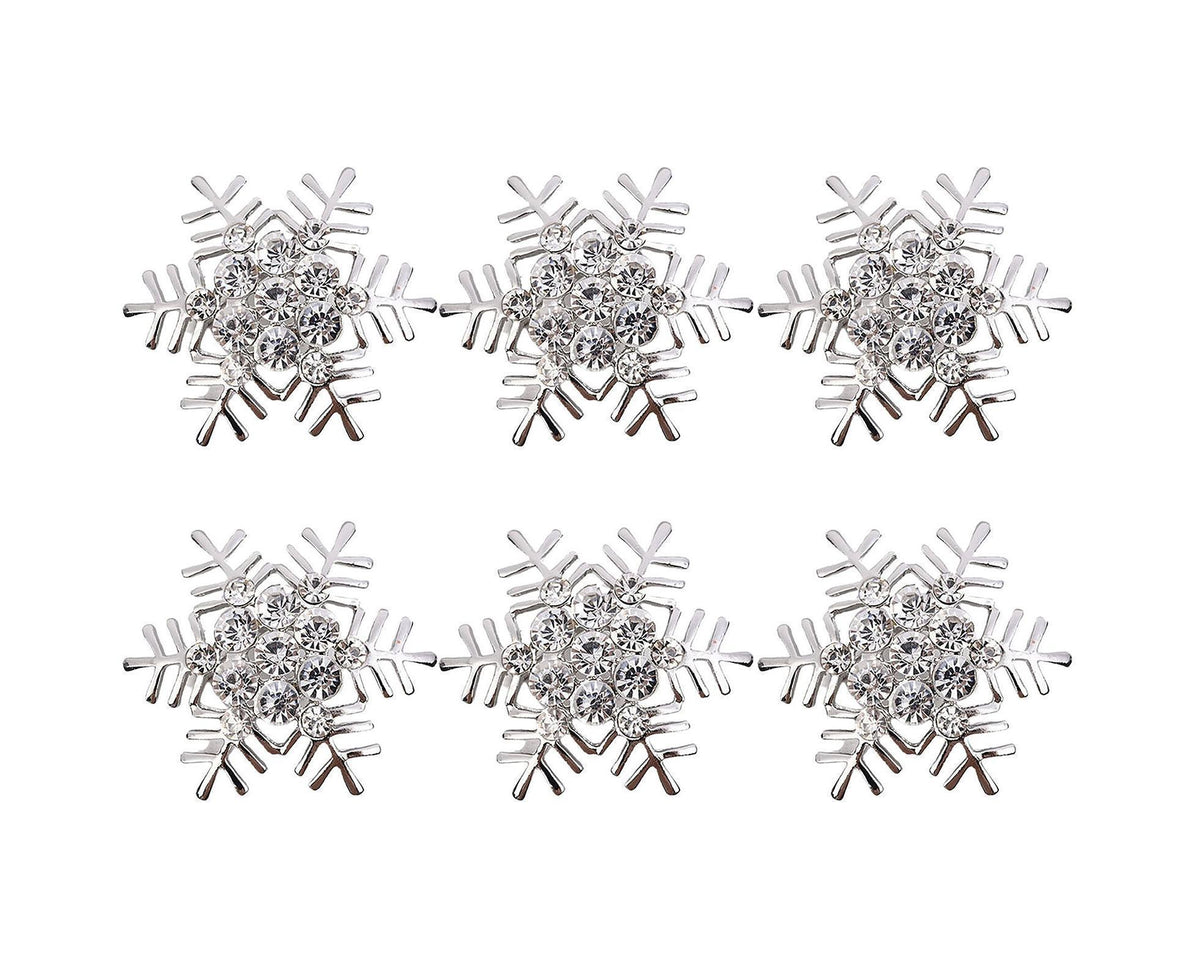 6Pcs Napkin Rings Snowflake Shape Multi-purpose Alloy Snowflake Napkin Rings Set for Gift-Silver