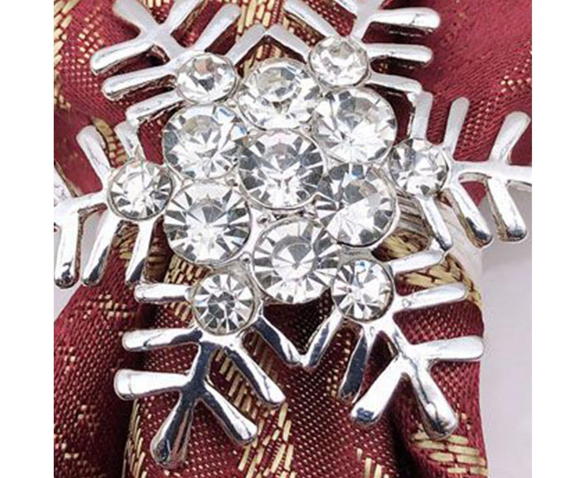 6Pcs Napkin Rings Snowflake Shape Multi-purpose Alloy Snowflake Napkin Rings Set for Gift-Silver