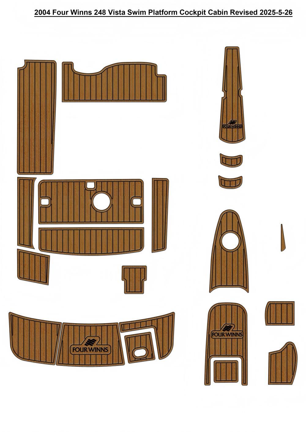 2004 Four Winns 248 Vista Swim Platform Cockpit Bow Pad Boat EVA Foam Faux Teak Deck Floor Mat SeaDek MarineMat Style Self Adhesive
