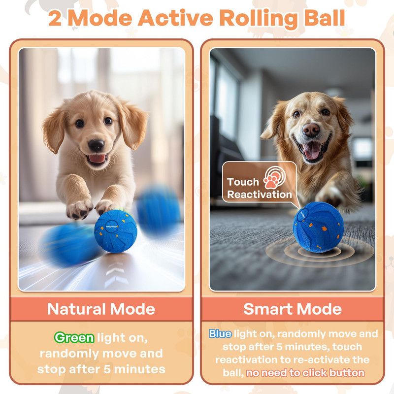 Smart Interactive Dog Toy Ball, Auto-Bouncing and Spinning, E-TPU Bite-Resistant and Rechargeable - Gray