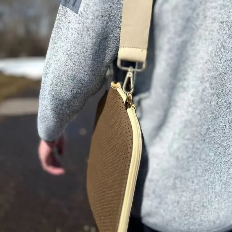 Pickleball Paddle Cover, Breathable Perforated Racket Protector Case with Zipper Pocket & Adjustable Crossbody Strap - Gray