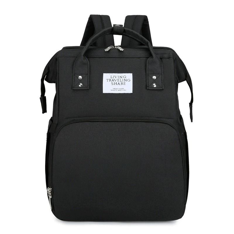 Convertible Baby Bed Diaper Backpack, Waterproof Oxford Multifunction Mommy Bag, 3-Way Hand/Shoulder/Backpack for Travel and Outdoor Use - Black