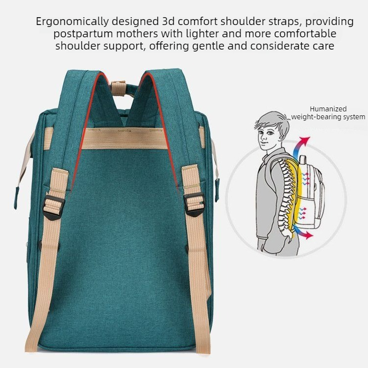 Convertible Baby Bed Diaper Backpack, Waterproof Oxford Multifunction Mommy Bag, 3-Way Hand/Shoulder/Backpack for Travel and Outdoor Use - Gray