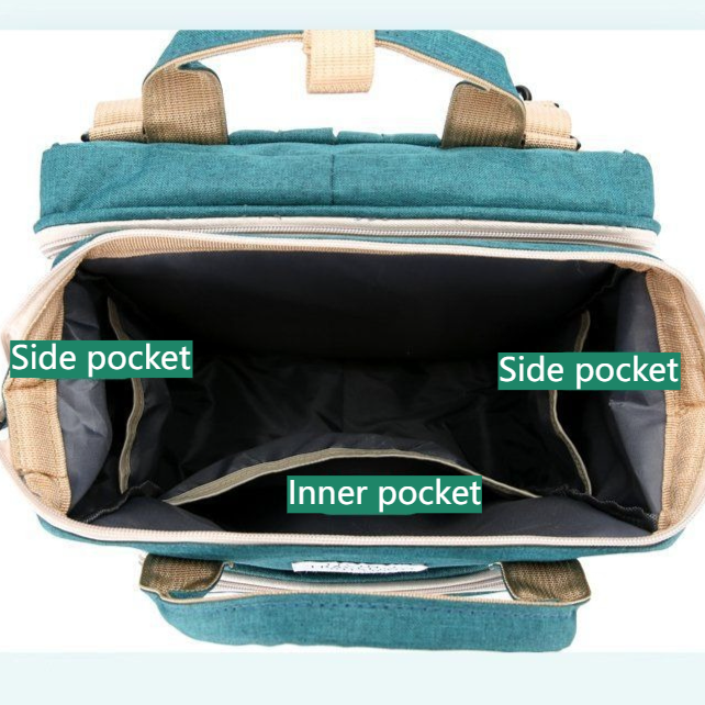Convertible Baby Bed Diaper Backpack, Waterproof Oxford Multifunction Mommy Bag, 3-Way Hand/Shoulder/Backpack for Travel and Outdoor Use - Light Blue