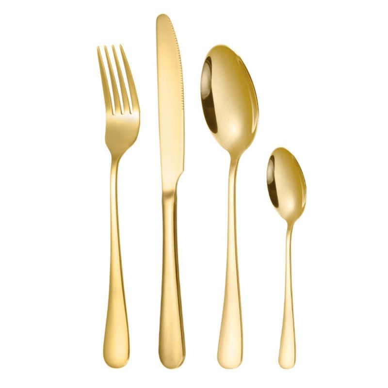 24-Piece Stainless Steel Tableware Set, Mirror-Polished Steak Knife, Fork, and Spoon Cutlery—Red