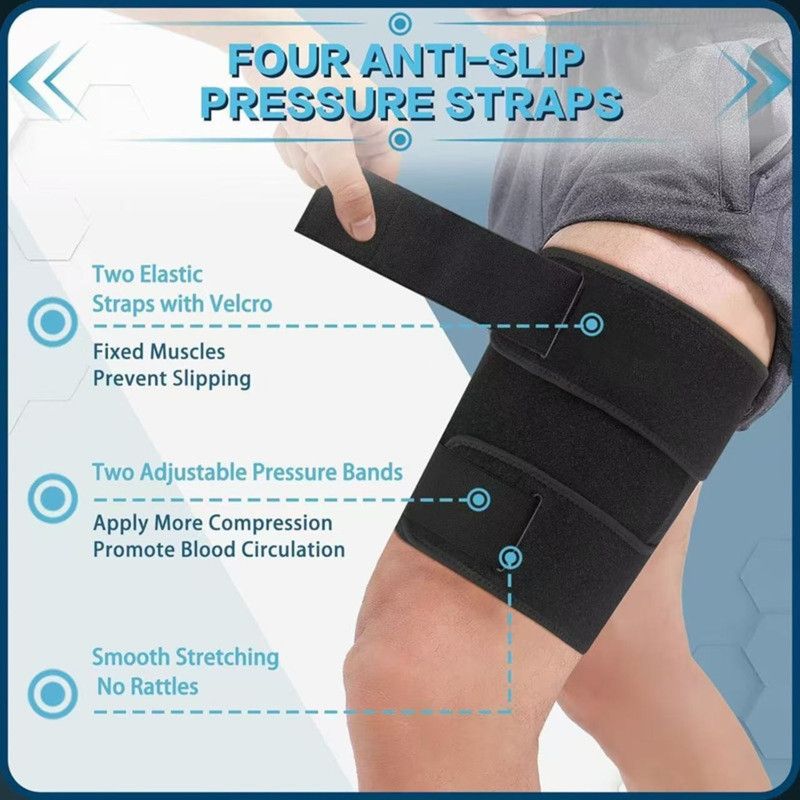 Adjustable Hamstring Support Wrap for Running and Fitness, Single Pack Fits Left & Right Leg, 1-Pack