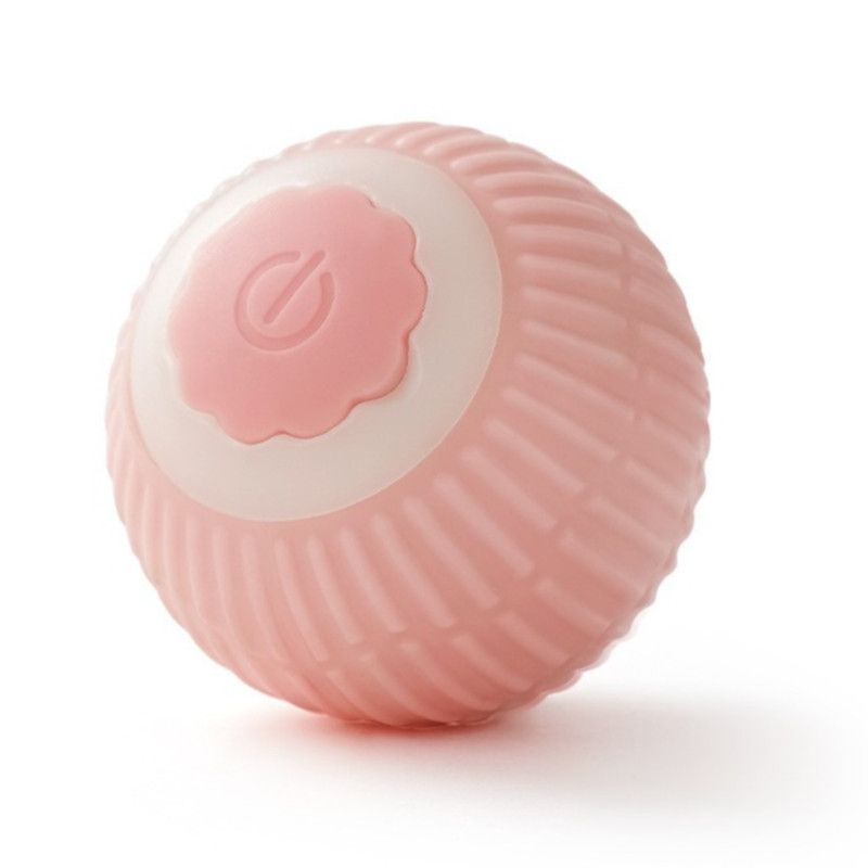 Smart Automatic Cat Toy Ball, Electric Rolling Ball for Cats, Interactive Self-Play Light-Up Kitten Toy—Pink