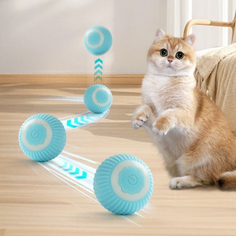 Smart Automatic Cat Toy Ball, Electric Rolling Ball for Cats, Interactive Self-Play Light-Up Kitten Toy—Pink
