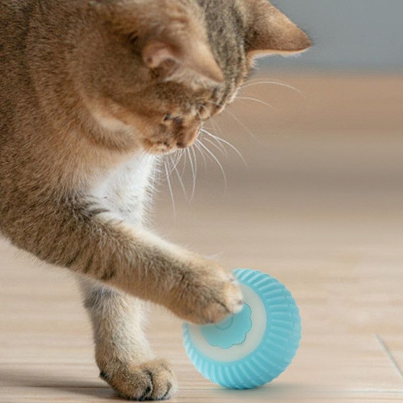 Smart Automatic Cat Toy Ball, Electric Rolling Ball for Cats, Interactive Self-Play Light-Up Kitten Toy—Pink