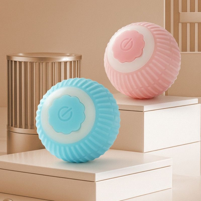 Smart Automatic Cat Toy Ball, Electric Rolling Ball for Cats, Interactive Self-Play Light-Up Kitten Toy—Pink