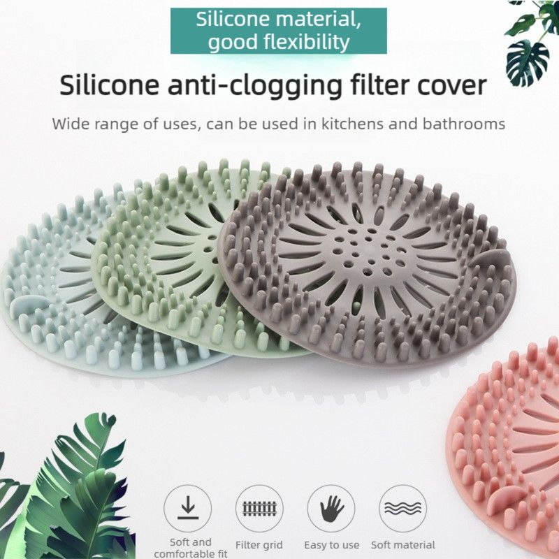 Silicone Anti-clog Filter Cover, Bathroom Drain Hair Catcher, Kitchen Sink Drain Strainer—Blue