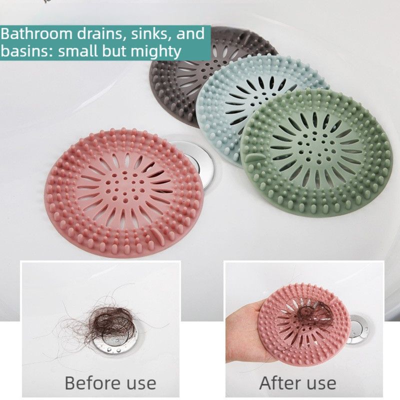 Silicone Anti-clog Filter Cover, Bathroom Drain Hair Catcher, Kitchen Sink Drain Strainer—Light Gray