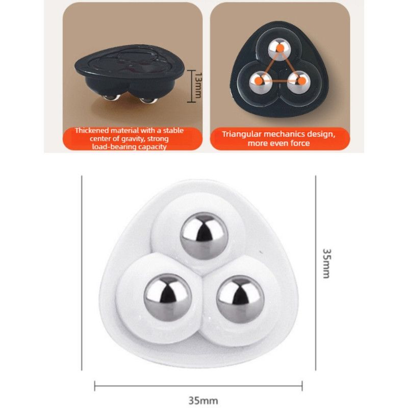 Self-Adhesive 3-Ball Caster Wheels, No-Drill Paste-On Rollers for Storage Boxes, 4-Piece Set-S-White