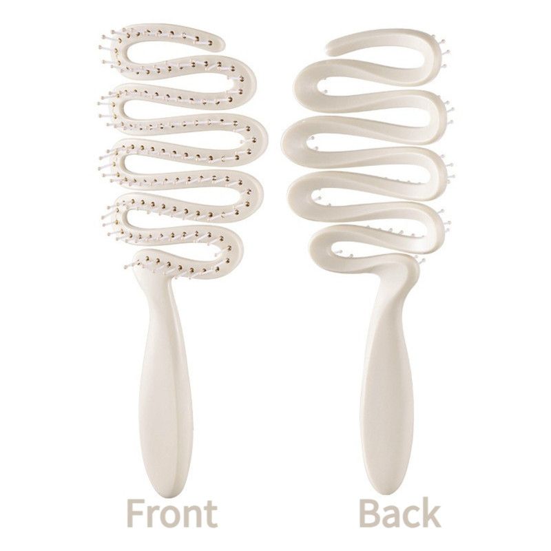 Ribbon Large Curved Hair Comb, Long & Curly Hair Styling Comb for Women—White